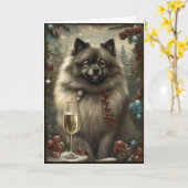 Keeshond Hond Nieuwjaar Kaart (Gele Bloem)