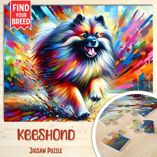 Keeshond Hond Portret Acryl Art Print Liefhebber Legpuzzel
