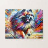 Keeshond Hond Portret Acryl Art Print Liefhebber Legpuzzel (Horizontaal)