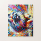 Keeshond Hond Portret Acryl Art Print Liefhebber Legpuzzel (Verticaal)