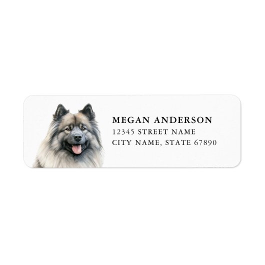 Keeshond hond retour adreslabels etiket (Voorkant)