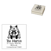 Keeshond hond, retouradres, rubberstempel (Gestempeld)