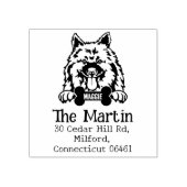Keeshond hond, retouradres, rubberstempel (Afrduk)