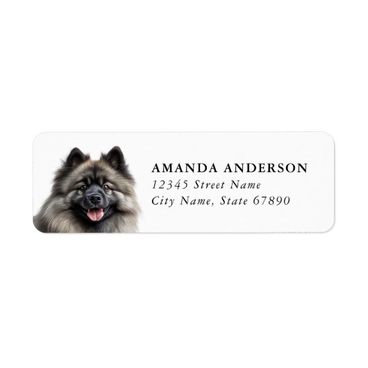 Keeshond-hond retouradreslabels etiket (Voorkant)