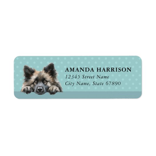 Keeshond-hond retouradreslabels etiket (Voorkant)