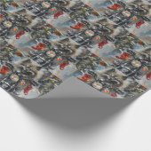 Keeshond Hond Rijden Motorfiets Kerstmis Cadeaupapier (Hoek)