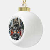 Keeshond Hond Rijden Motorfiets Kerstmis Keramische Bal Ornament (Rechts)
