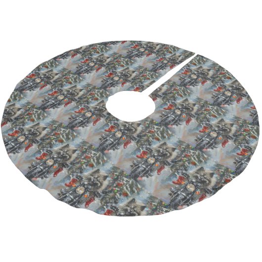 Keeshond Hond Rijden Motorfiets Kerstmis Kerstboom Rok (Gekanteld)