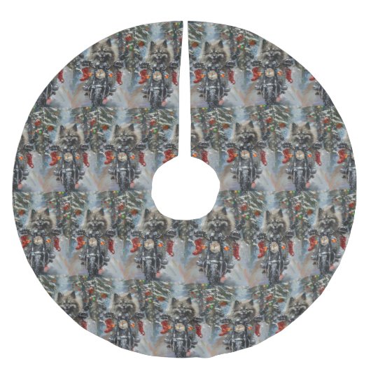 Keeshond Hond Rijden Motorfiets Kerstmis Kerstboom Rok (Voorkant)