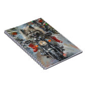 Keeshond Hond Rijden Motorfiets Kerstmis Notitieboek (Rechterzijde)