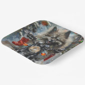 Keeshond Hond Rijden Motorfiets Kerstmis Papieren Bordje (Gebogen)