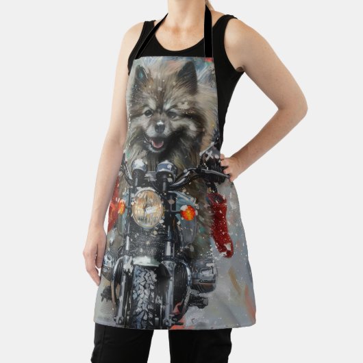 Keeshond Hond Rijden Motorfiets Kerstmis Schort (Insitu)