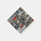 Keeshond Hond Rijden Motorfiets Kerstmis Servet (Hoek)