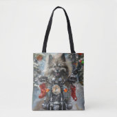 Keeshond Hond Rijden Motorfiets Kerstmis Tote Bag (Voorkant)