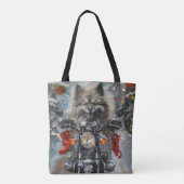 Keeshond Hond Rijden Motorfiets Kerstmis Tote Bag (Achterkant)