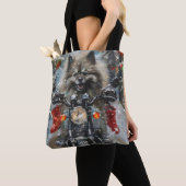 Keeshond Hond Rijden Motorfiets Kerstmis Tote Bag (Dichtbij)