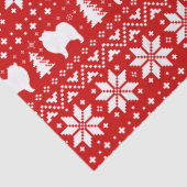 Keeshond Hond Silhouetten Kerstpatroon Rood Tissuepapier (Detail)