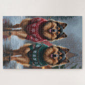 Keeshond Honden Kerst Sneeuw Vakantie Legpuzzel (Horizontaal)
