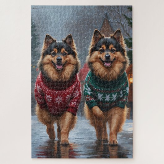 Keeshond Honden Kerst Sneeuw Vakantie Legpuzzel (Verticaal)