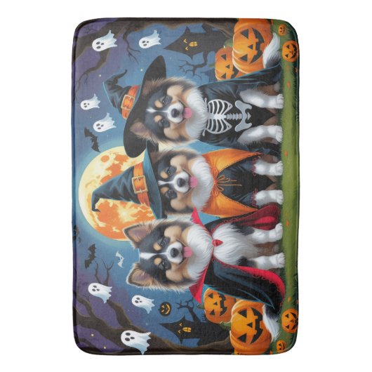 Keeshond Honden Pompoen Halloween Grappig Badmat (Voorkant Verticaal)