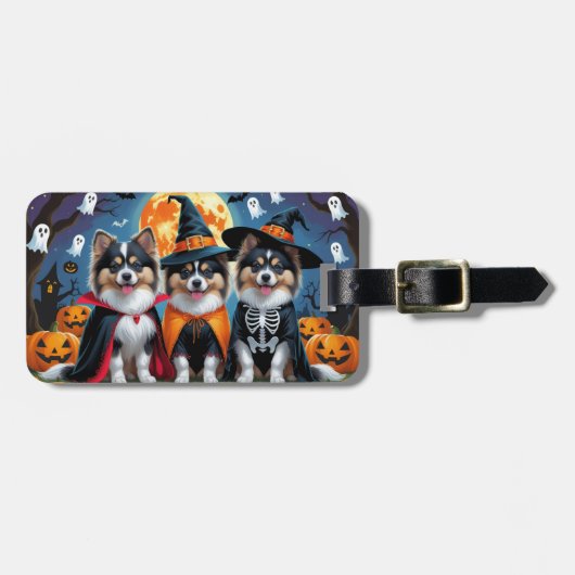 Keeshond Honden Pompoen Halloween Grappig Bagagelabel (Voorkant horizontaal)