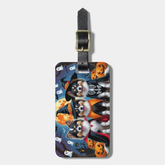 Keeshond Honden Pompoen Halloween Grappig Bagagelabel (Voorkant verticaal)
