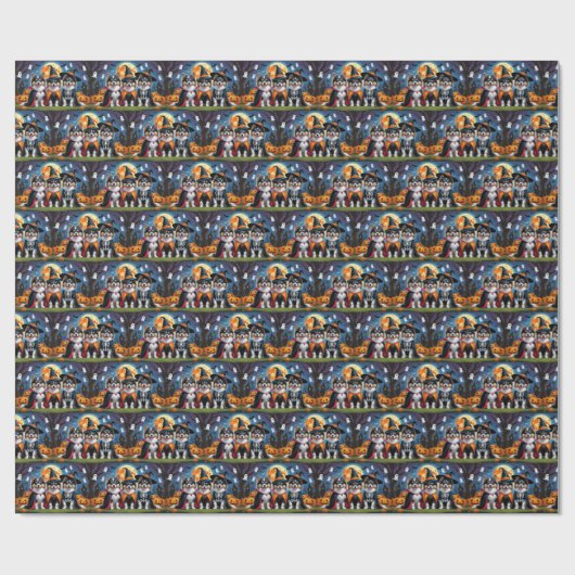 Keeshond Honden Pompoen Halloween Grappig Cadeaupapier (Vlak)