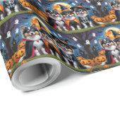 Keeshond Honden Pompoen Halloween Grappig Cadeaupapier (Rol Hoek)