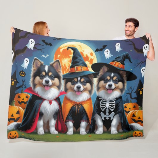 Keeshond Honden Pompoen Halloween Grappig Fleece Deken (In situ)