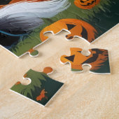 Keeshond Honden Pompoen Halloween Grappig Legpuzzel (Zijkant)