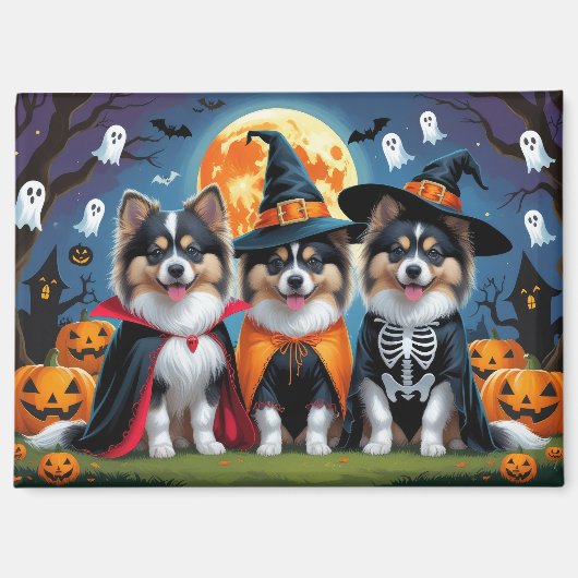 Keeshond Honden Pompoen Halloween Grappig Magneet (Voorkant)