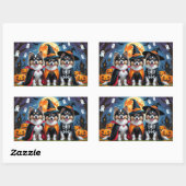 Keeshond Honden Pompoen Halloween Grappig Rechthoekige Sticker (Vel)
