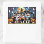 Keeshond Honden Pompoen Halloween Grappig Rechthoekige Sticker (Tas)