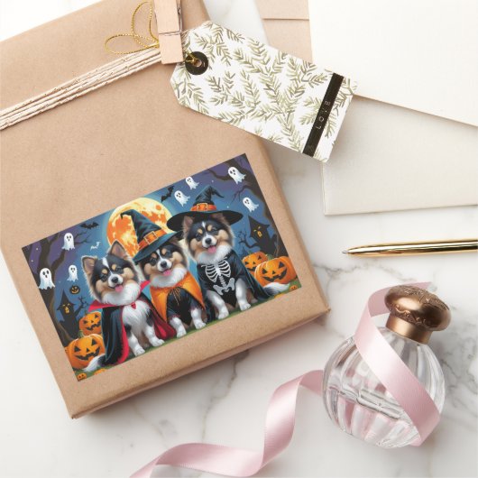 Keeshond Honden Pompoen Halloween Grappig Rechthoekige Sticker (Geschenken)