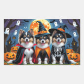 Keeshond Honden Pompoen Halloween Grappig Rechthoekige Sticker (Voorkant)