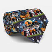 Keeshond Honden Pompoen Halloween Grappig Stropdas (Opgerold)