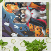 Keeshond Honden Pompoen Halloween Grappig Theedoek (Gevouwen)
