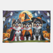 Keeshond Honden Pompoen Halloween Grappig Theedoek (Horizontaal)