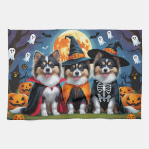 Keeshond Honden Pompoen Halloween Grappig Theedoek