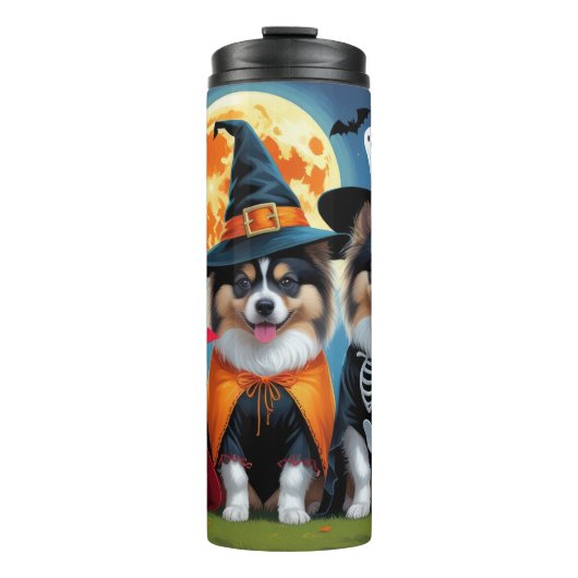 Keeshond Honden Pompoen Halloween Grappig Thermosbeker (Voorkant)