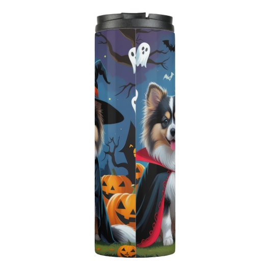 Keeshond Honden Pompoen Halloween Grappig Thermosbeker (Achterkant)