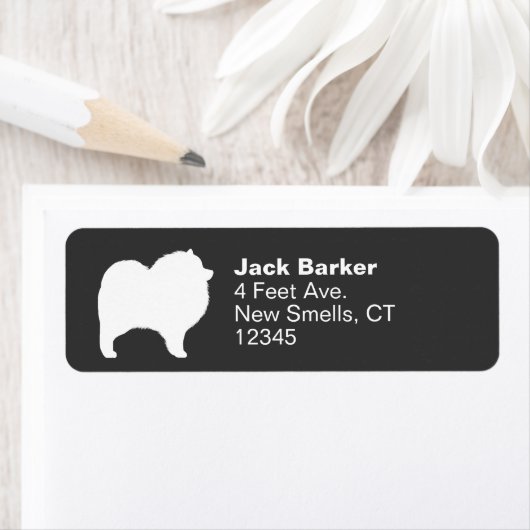 Keeshond Hondenras Silhouette Etiket (Insitu)