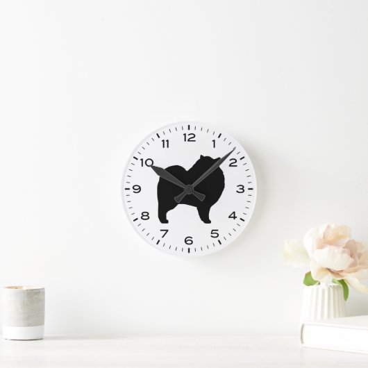 Keeshond Hondenras Silhouette Ronde Klok (Huis)