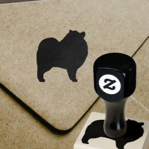 Keeshond Hondenras Silhouette Rubberstempel