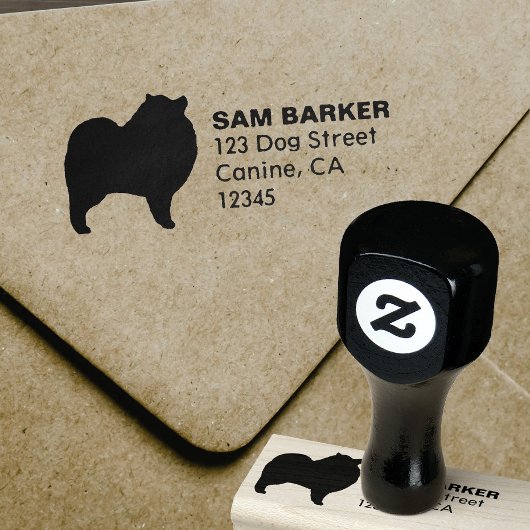 Keeshond Hondenras Silhouette Rubberstempel