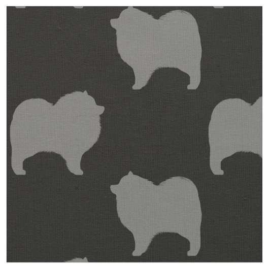 Keeshond Hondenras Silhouettes Patterned Stof (Close Up)