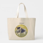 Keeshond in Aspen Schilderen Schattigee Originele  Grote Tote Bag (Achterkant)