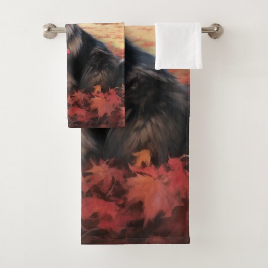 Keeshond in Herfst laat Herfst inspireren Bad Handdoek (Insitu)