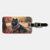Keeshond in Herfst laat Herfst inspireren Bagagelabel (Voorkant horizontaal)