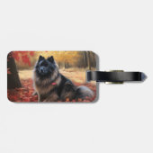Keeshond in Herfst laat Herfst inspireren Bagagelabel (Achterkant horizontaal)